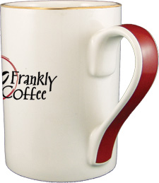 13 oz ribbon coffee mug - maroon handle