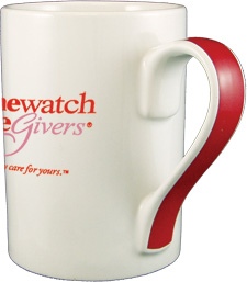 13 oz ribbon coffee mug - red handle