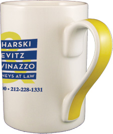 13 oz ribbon coffee mug - yellow handle