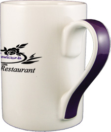13 oz ribbon coffee mug - purple handle