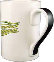 13 oz ribbon coffee mug - black handle