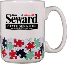 15 Oz White El Grande Maxi Cobalt Puzzle Design