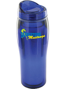14 oz blue optima chrome travel mug