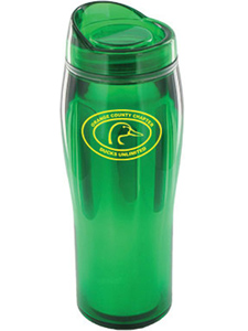 14 oz green optima chrome travel mug