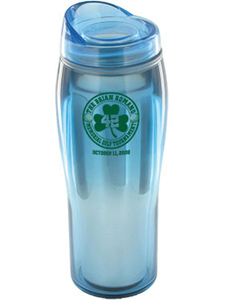 14 oz light blue optima chrome travel mug
