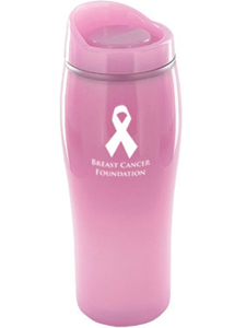14 oz pink optima chrome travel mug