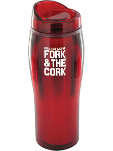14 oz red optima chrome travel mug