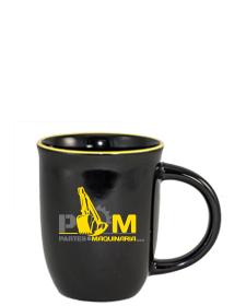 14 oz Salem Gloss Black Custom Mug with Yellow Halo Accent