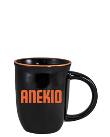 14 oz Salem Gloss Black Custom Mug with Orange Halo Accent