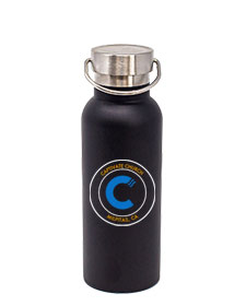 17 oz Caribe Matte Black Vacuum Insulated Stainless Steel Double Wall Bottle with Brushed Lid and Handle