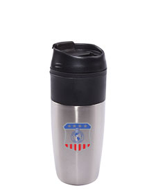 16 oz Bandit Stainless Steel Travel Mug with all Black Lid