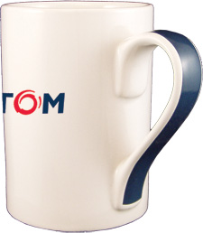 13 oz ribbon coffee mug - slate blue handle
