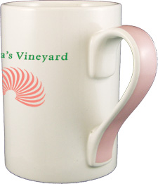 13 oz ribbon coffee mug - pink handle