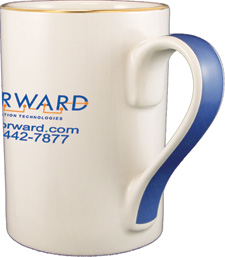 13 oz ribbon coffee mug - blue handle